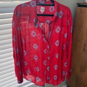 NIC+ZOE Crinkle Shirt, Red, 2X